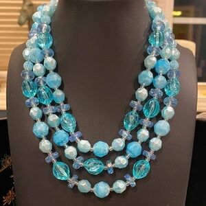 Western Germany Multi -Strand Turquoise Blue Beaded Necklace